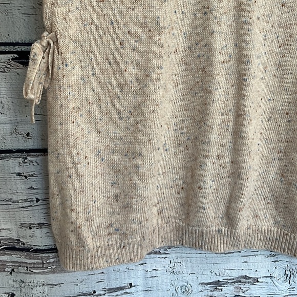 LOFT Oversized Flecked Blue Confetti Side Tie Cream Fall Poncho Size XS/S - Picture 6 of 13